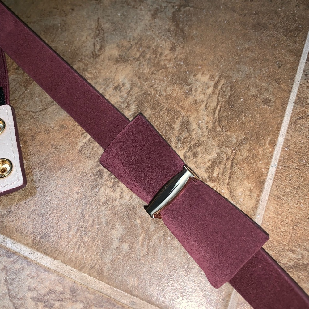 WHBM Skinny Plum Gold Accent Suede Bow